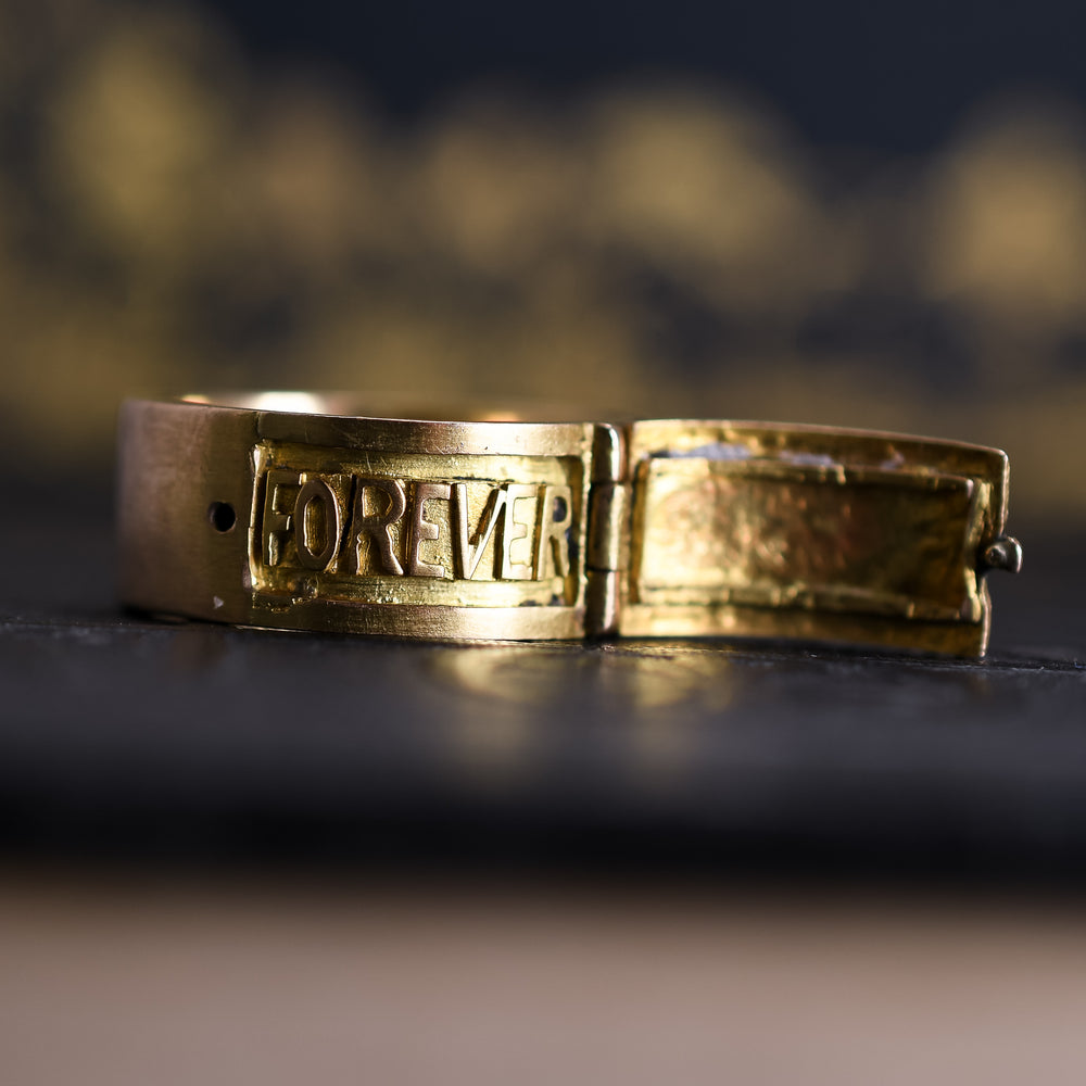 18k gold Victorian secret message locket ring