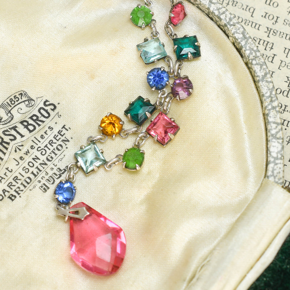 Art Deco Harlequin Paste Drop Necklace