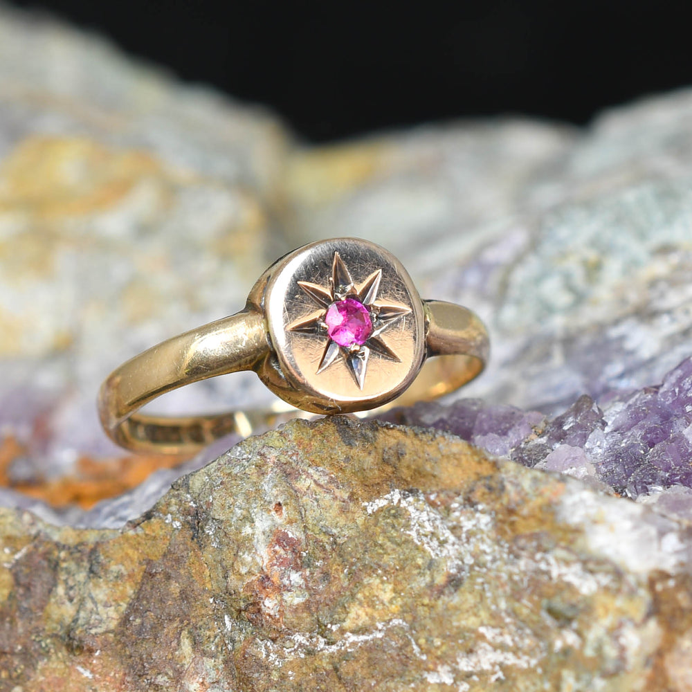 Edwardian Ruby Star-Set Solitaire Ring