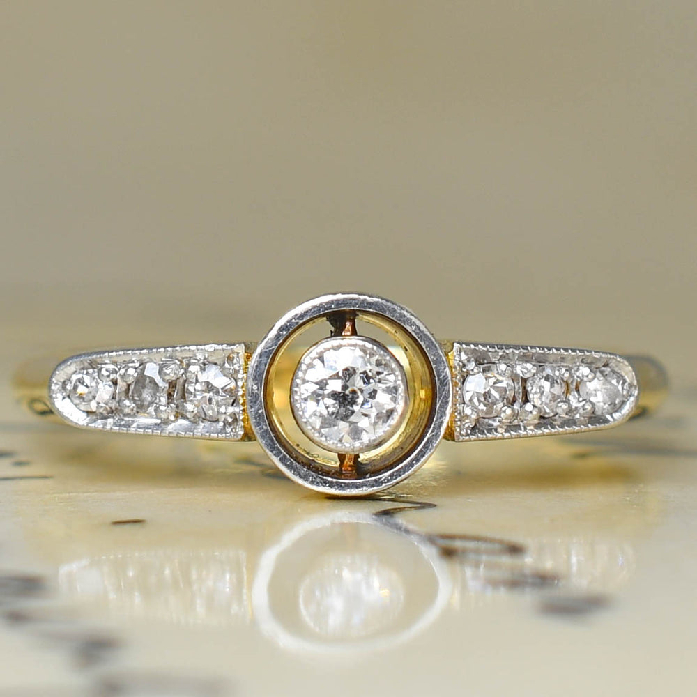 Art Deco Diamond Target Halo Ring