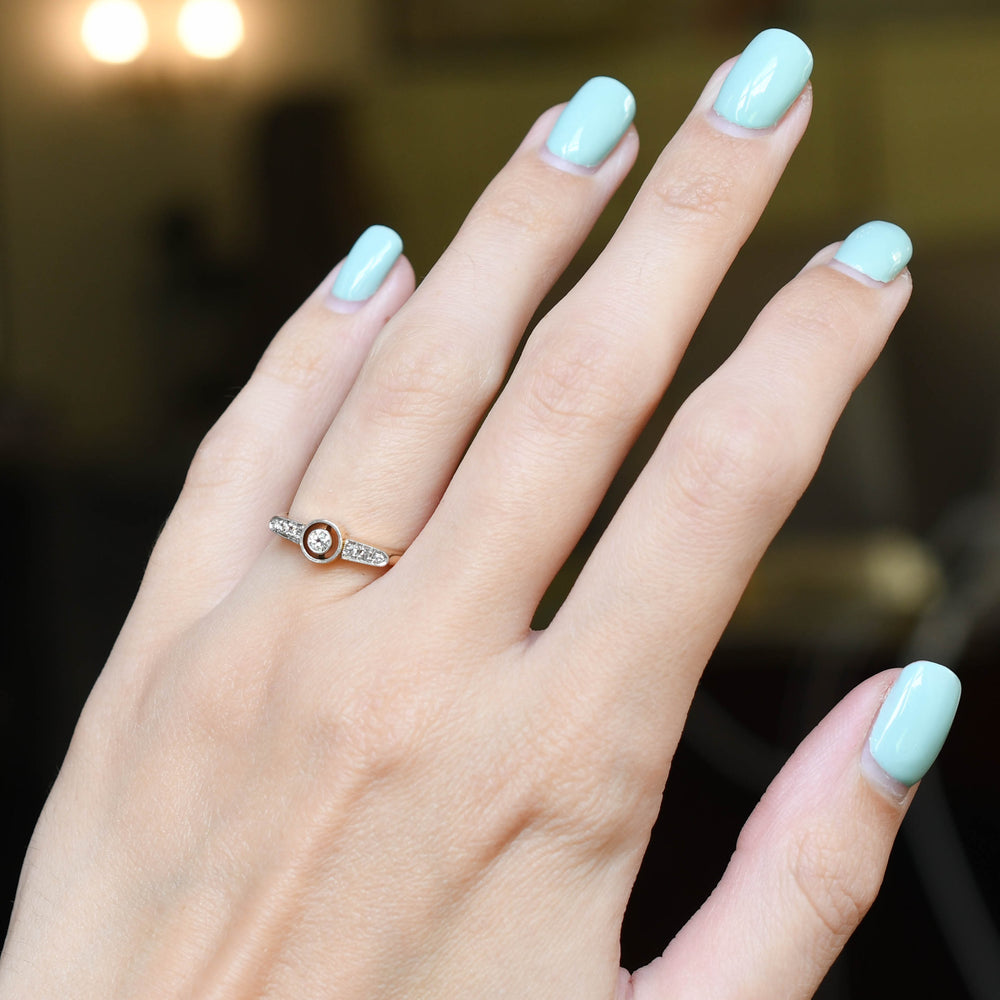 Art Deco Diamond Target Halo Ring