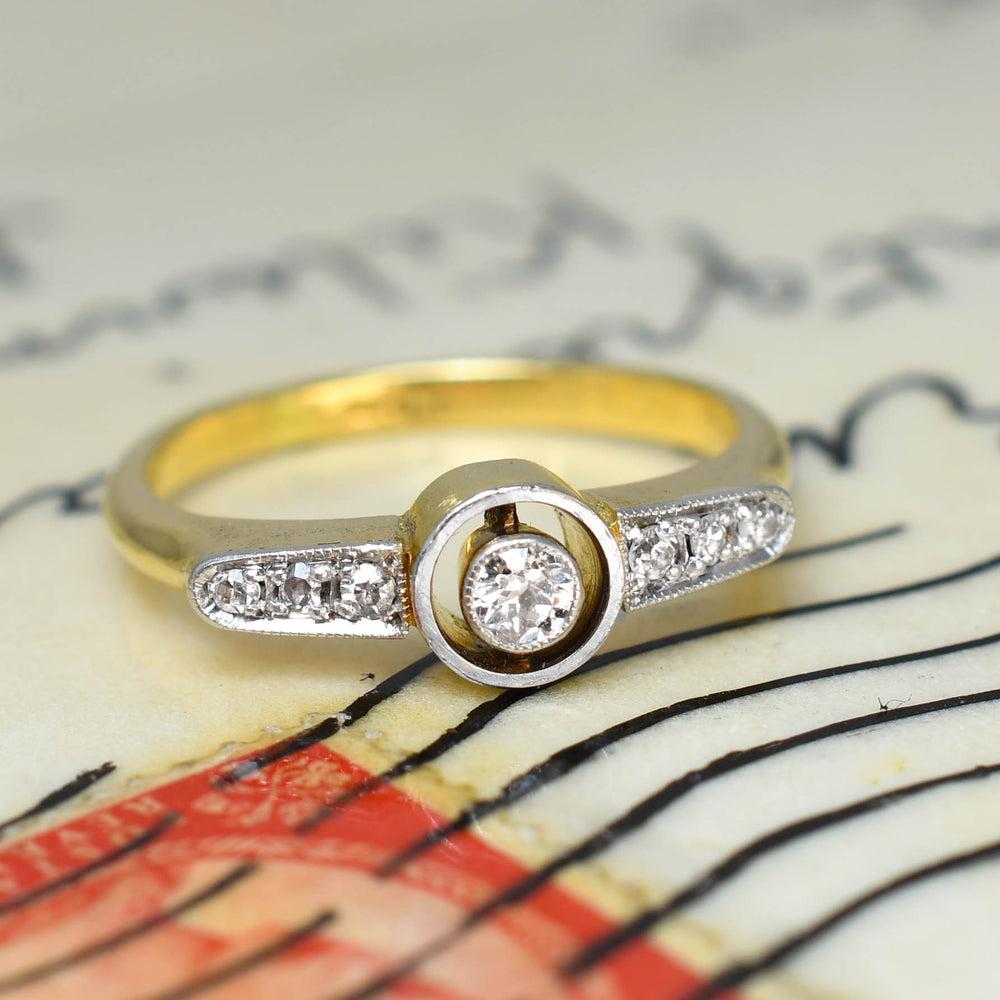 Art Deco Diamond Target Halo Ring