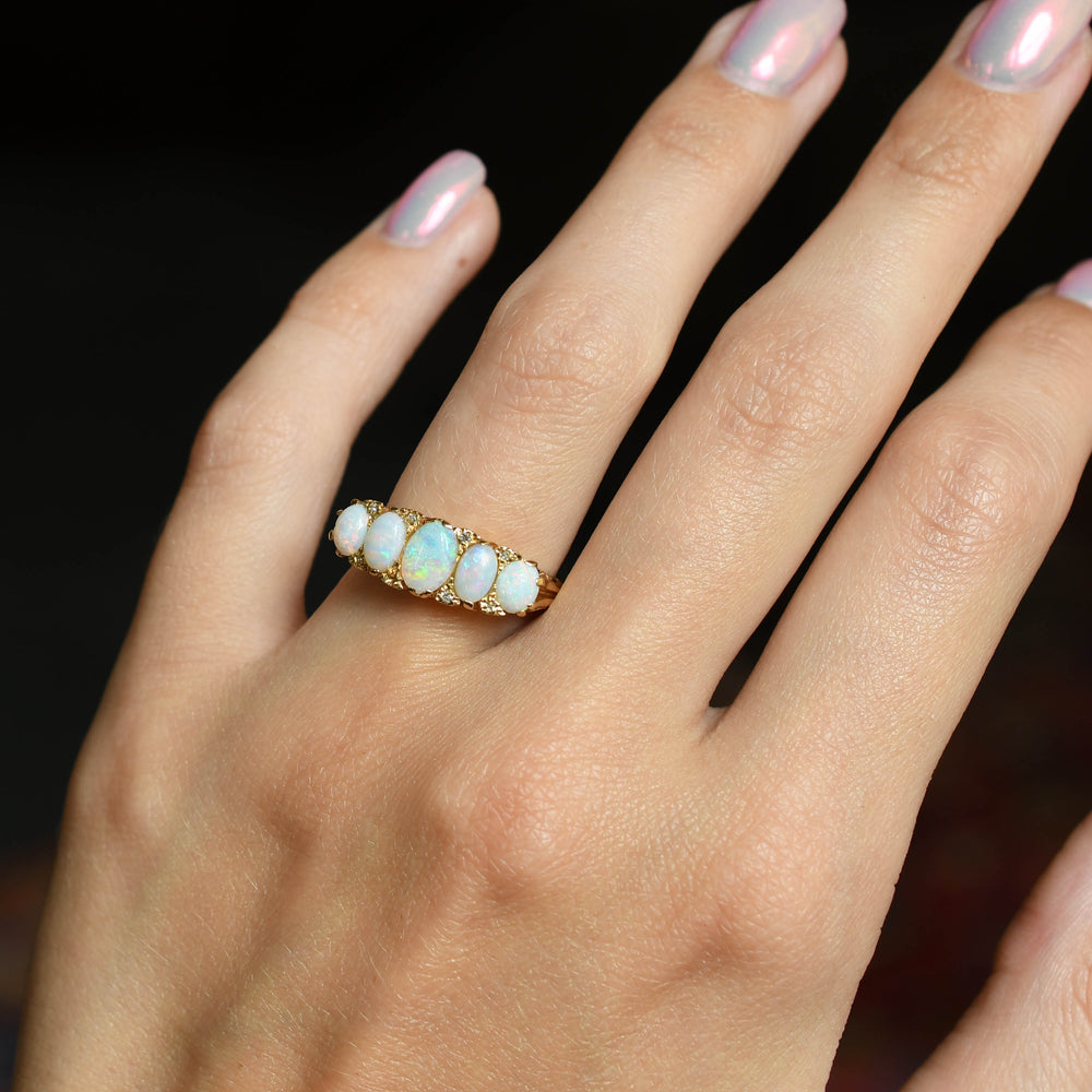 Victorian Opal & Diamond 5-Stone Ring