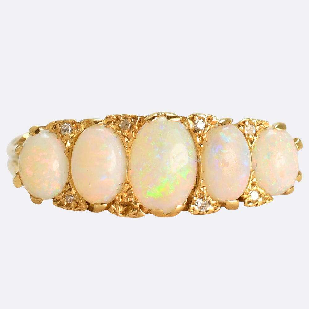 Victorian Opal & Diamond 5-Stone Ring