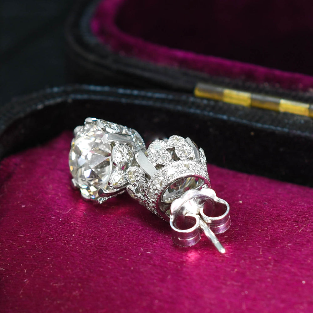 4.97ct Old Cut Diamond Stud Earrings