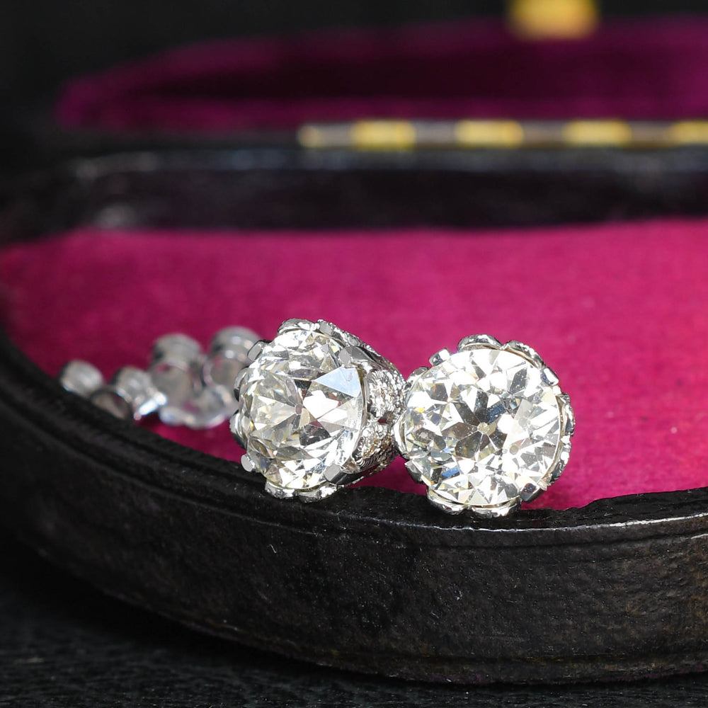 4.97ct Old Cut Diamond Stud Earrings