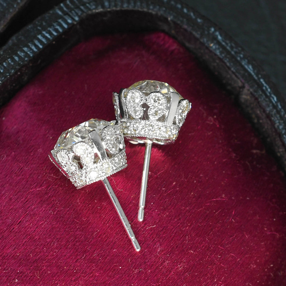 4.97ct Old Cut Diamond Stud Earrings