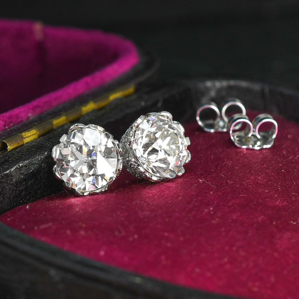 4.97ct Old Cut Diamond Stud Earrings