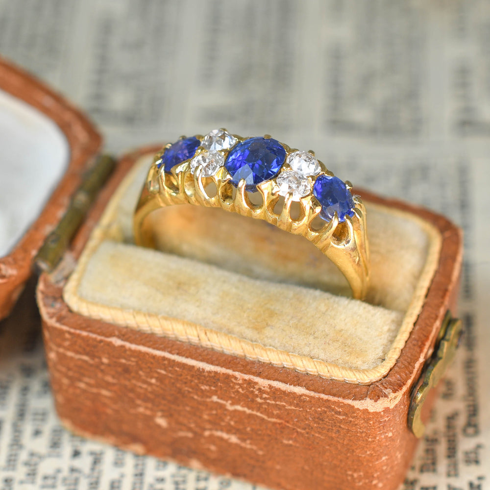 Victorian Sapphire & Diamond Half Hoop Ring
