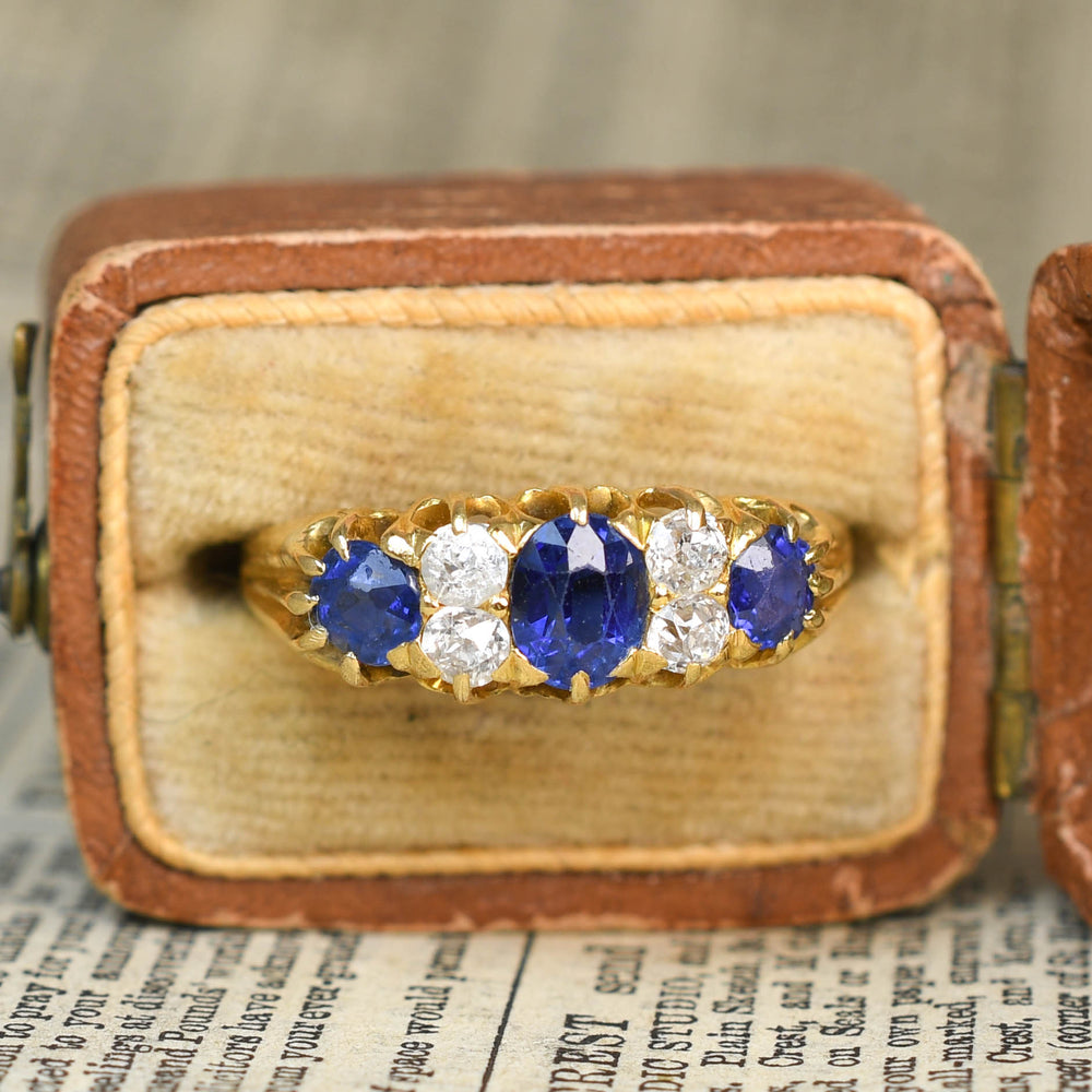 Victorian Sapphire & Diamond Half Hoop Ring