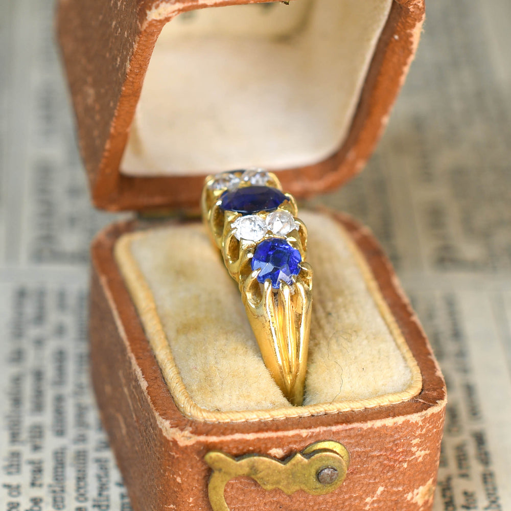 Victorian Sapphire & Diamond Half Hoop Ring