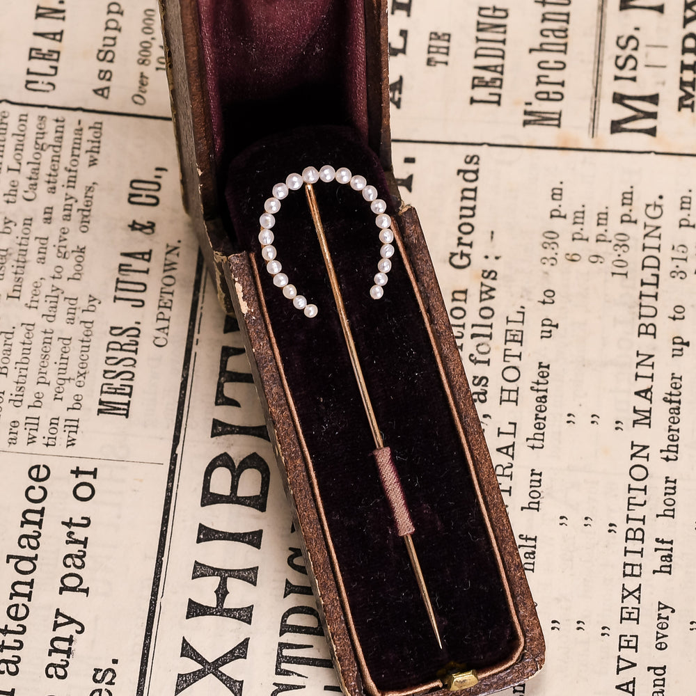 Edwardian Pearl Horseshoe Stick Pin