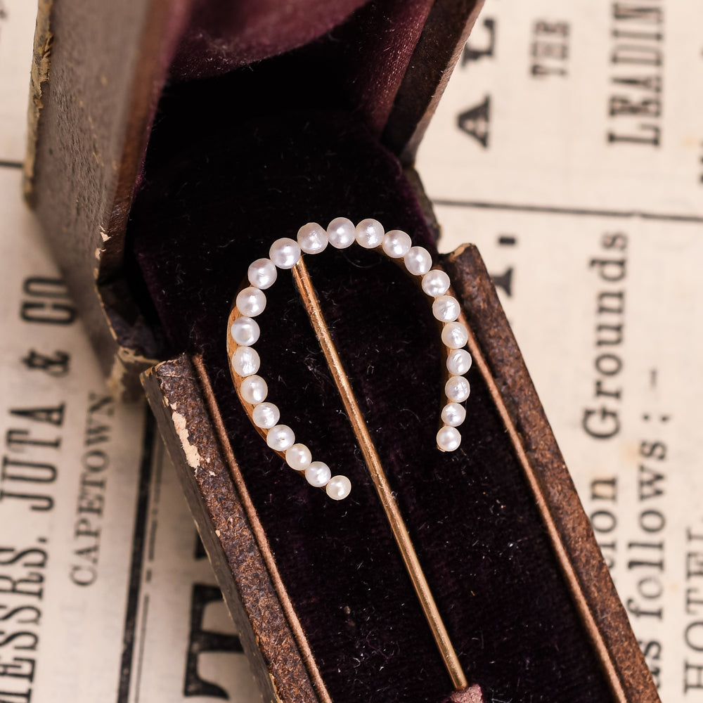 Edwardian Pearl Horseshoe Stick Pin