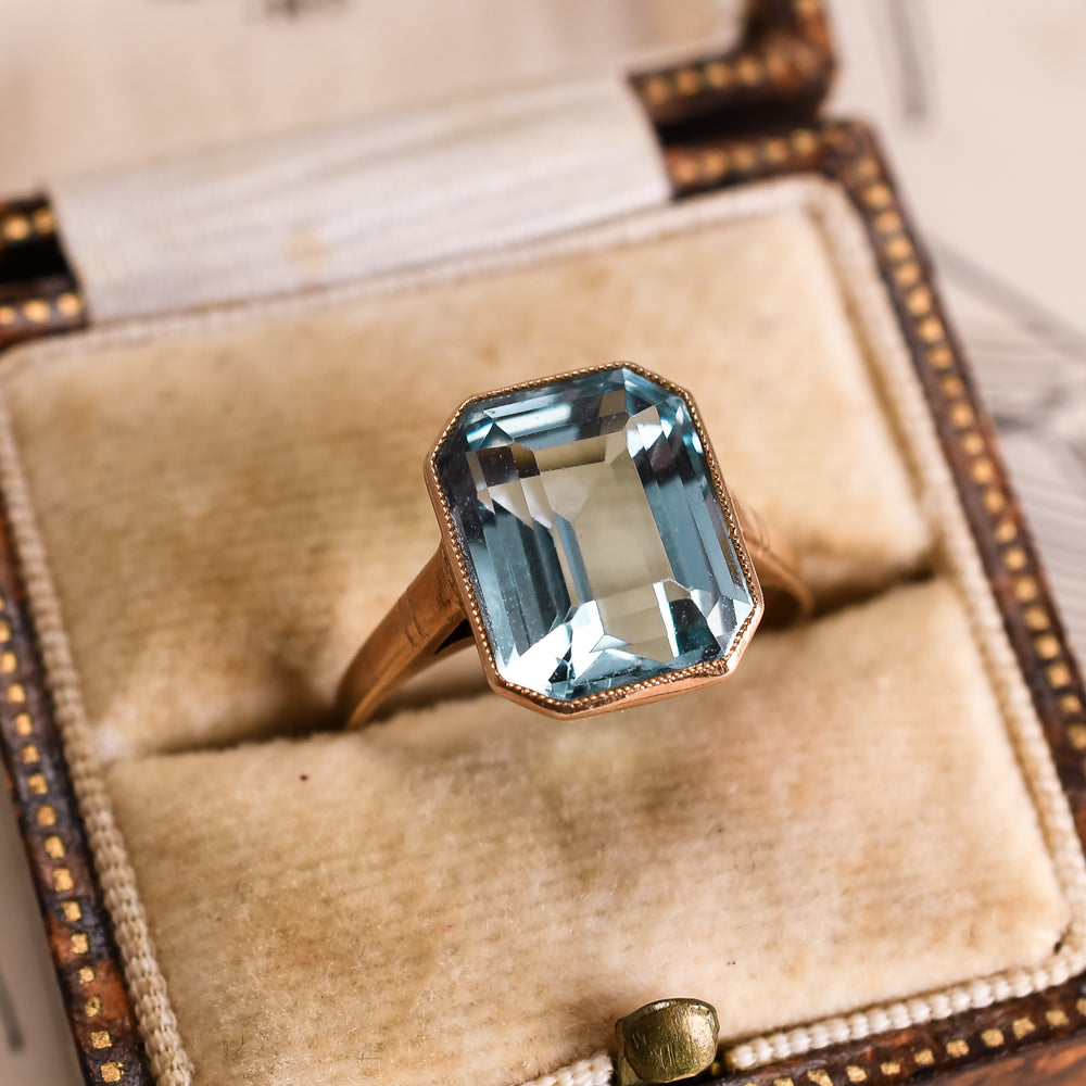 Edwardian 4.42ct Aquamarine Solitaire Ring