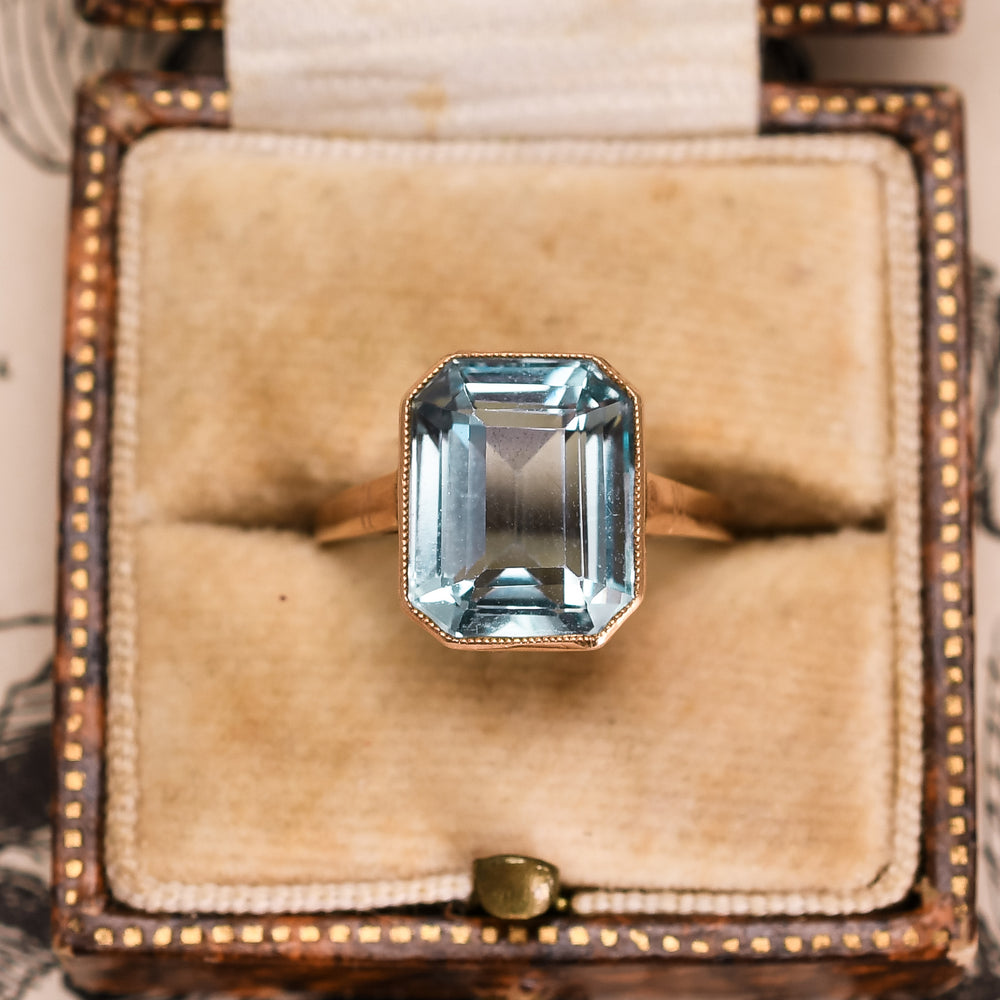 Edwardian 4.42ct Aquamarine Solitaire Ring