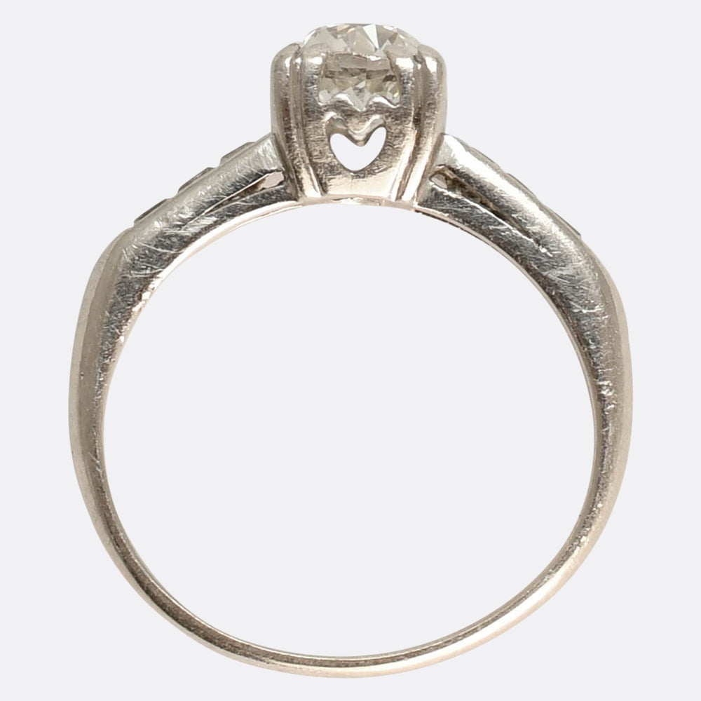 Art Deco Diamond Platinum Solitaire Engagement Ring