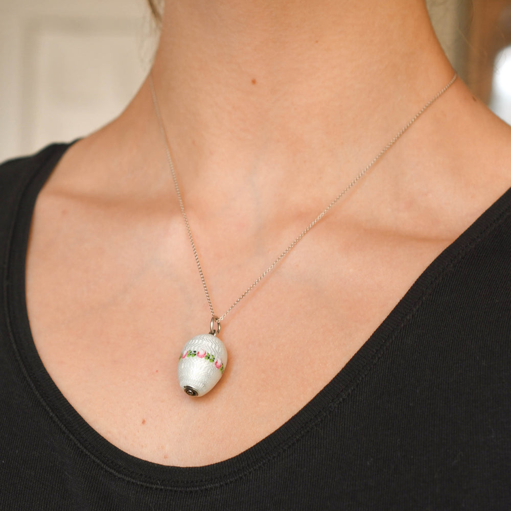1930's Swiss Enamel Egg Pencil Pendant