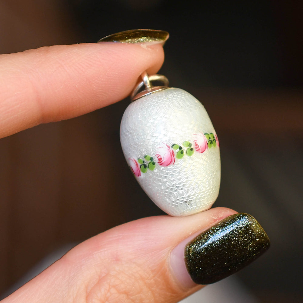 1930's Swiss Enamel Egg Pencil Pendant