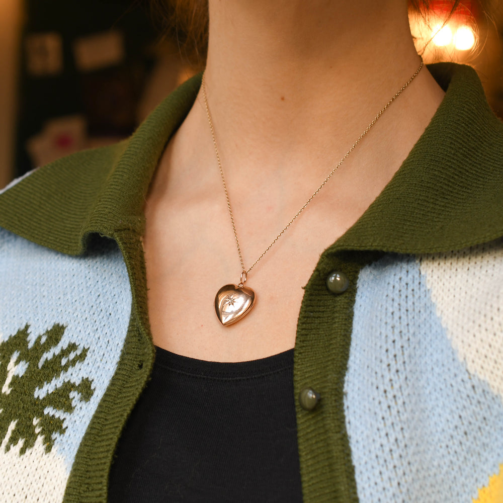 Victorian Star-Set Diamond Heart Locket