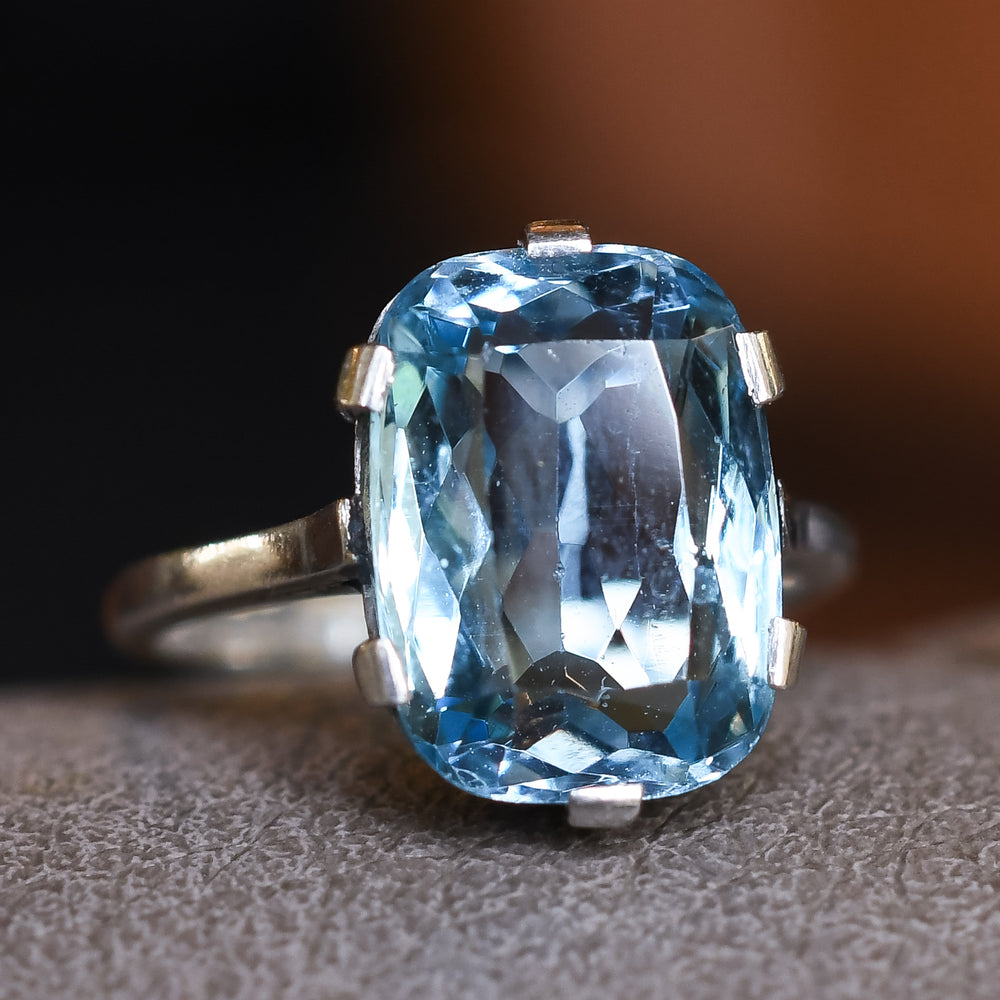 Edwardian 3.7ct Aquamarine Solitaire Ring