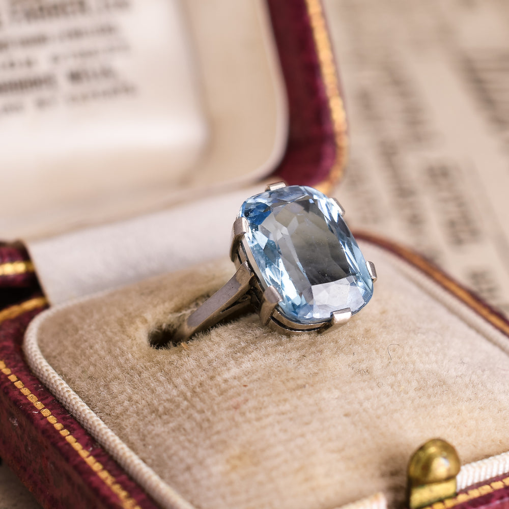 Edwardian 3.7ct Aquamarine Solitaire Ring