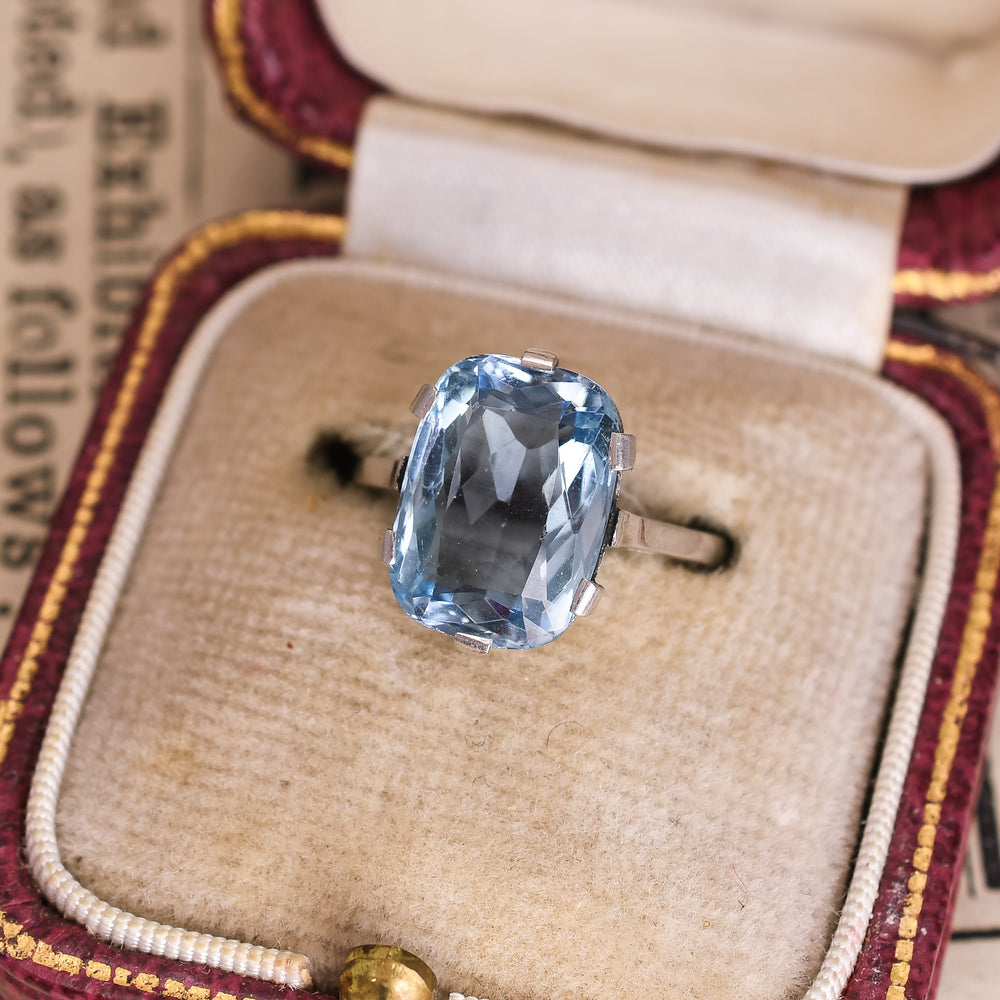 Edwardian 3.7ct Aquamarine Solitaire Ring