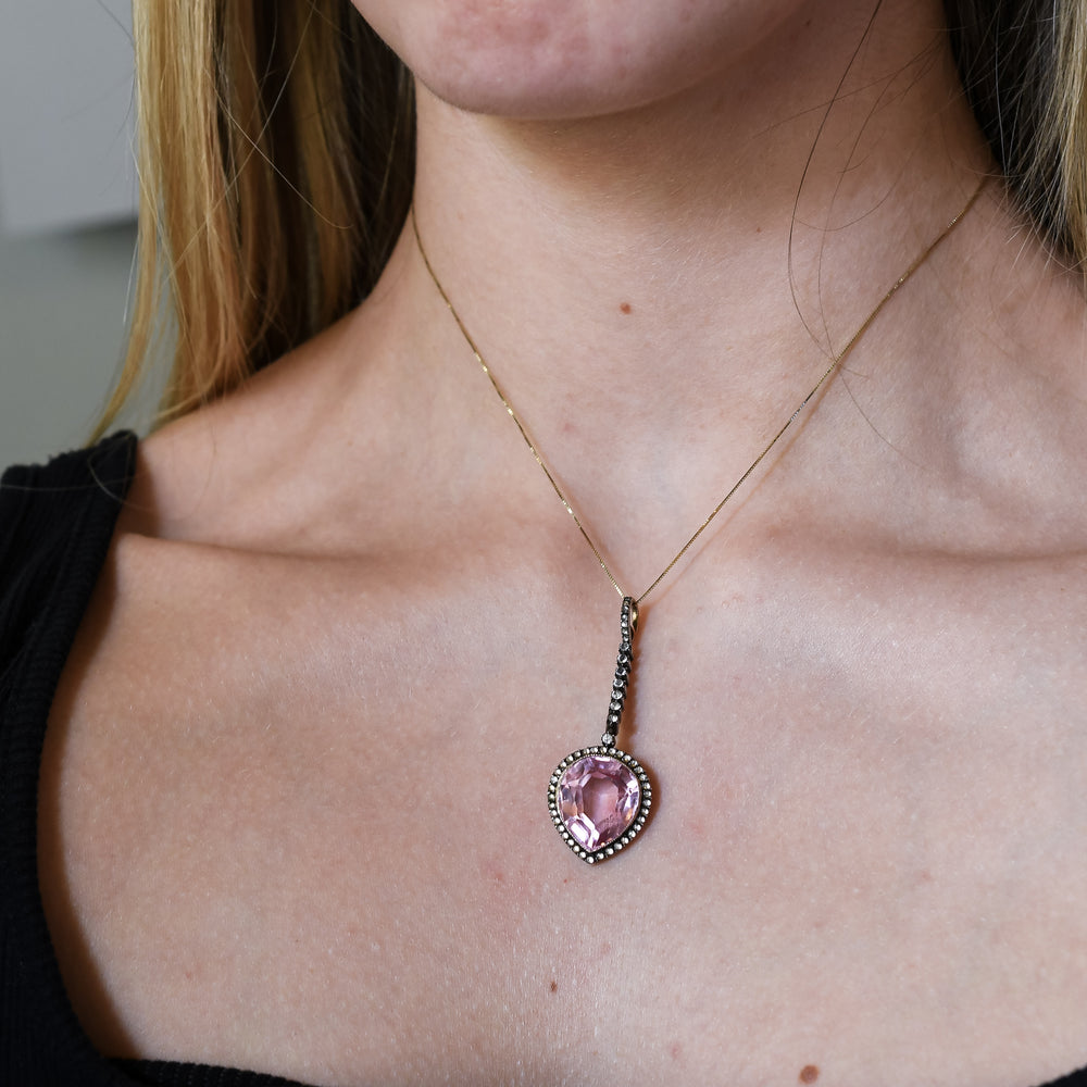 Victorian Pink Paste Heart Pendant