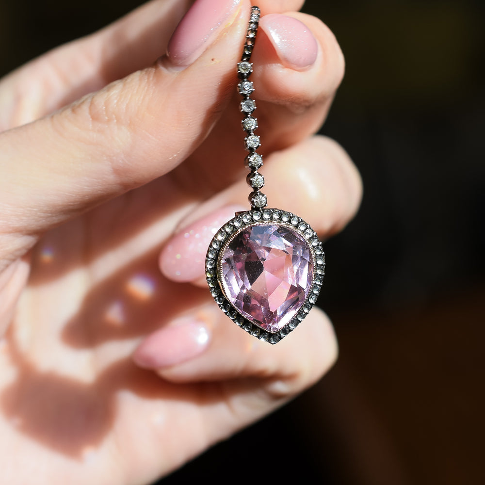 Victorian Pink Paste Heart Pendant