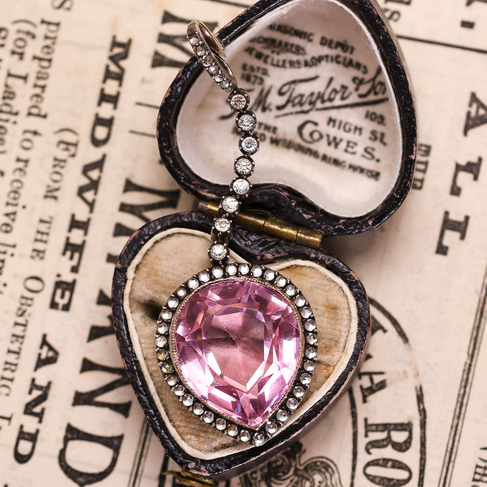 Victorian Pink Paste Heart Pendant