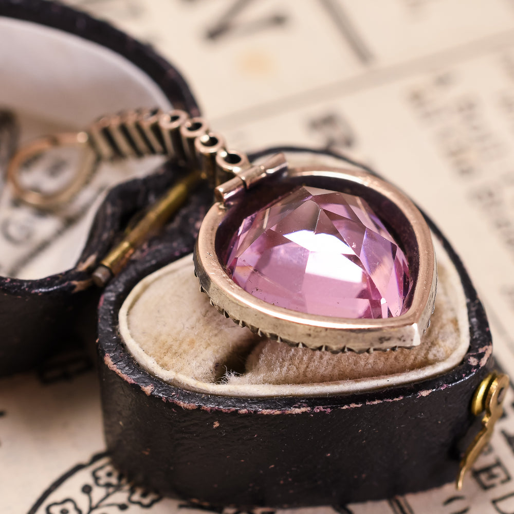 Victorian Pink Paste Heart Pendant