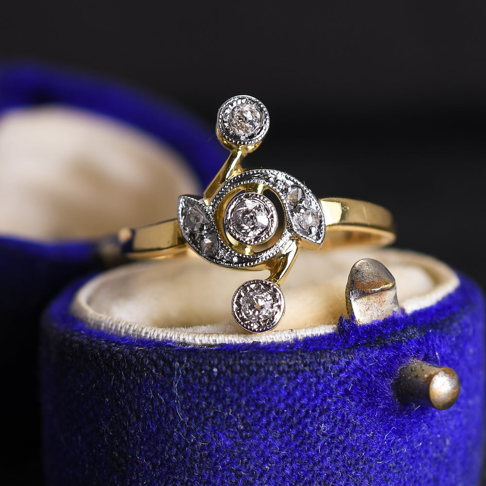 Art Nouveau Diamond Trilogy Swirl Ring