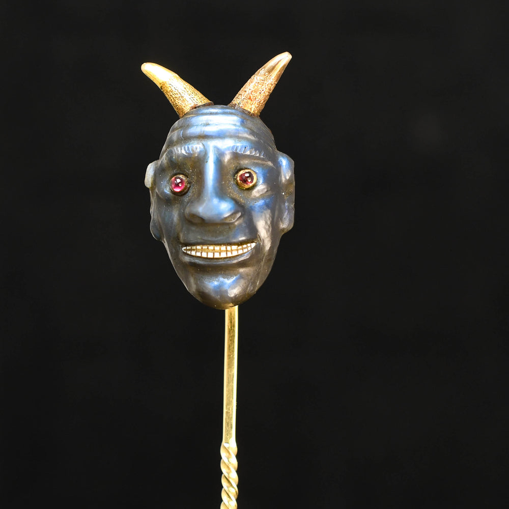 Victorian Labradorite & Ruby Devil Stick Pin