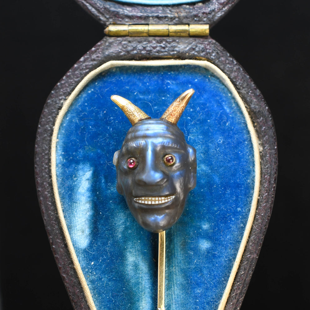 Victorian Labradorite & Ruby Devil Stick Pin