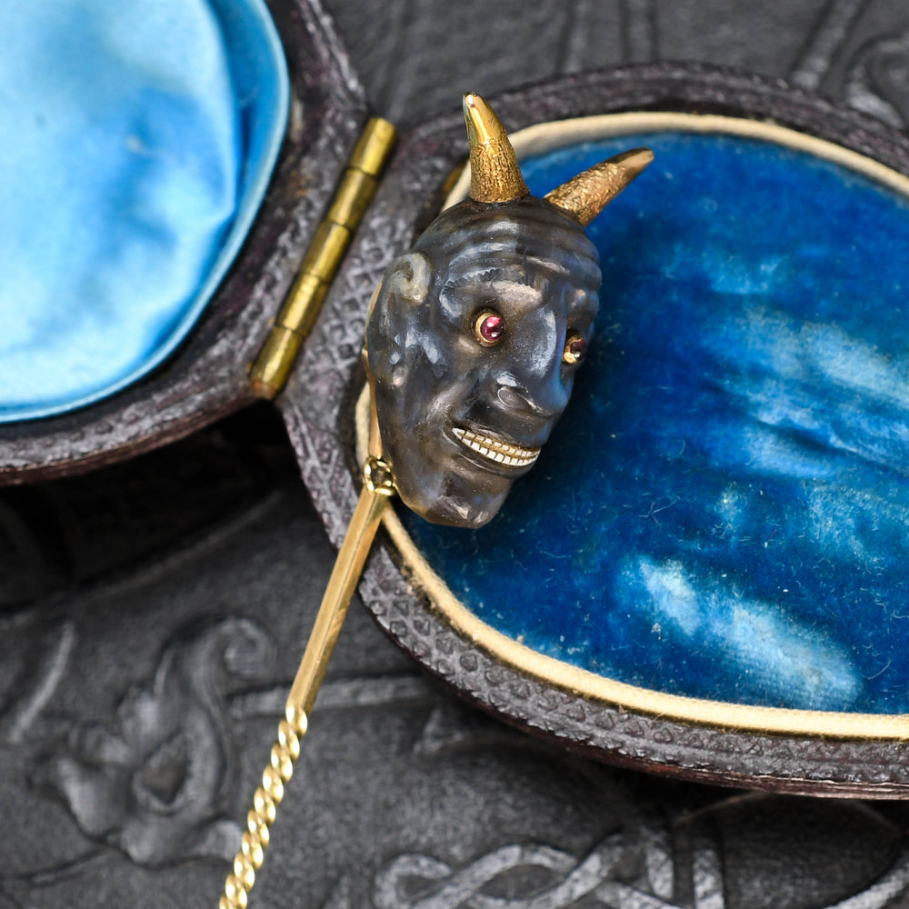 Victorian Labradorite & Ruby Devil Stick Pin
