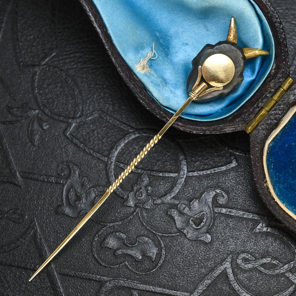 Victorian Labradorite & Ruby Devil Stick Pin