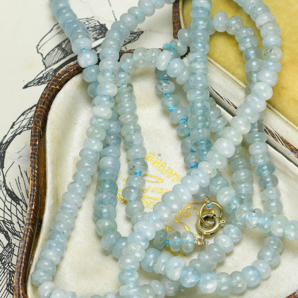 1920's Aquamarine Bead Necklace