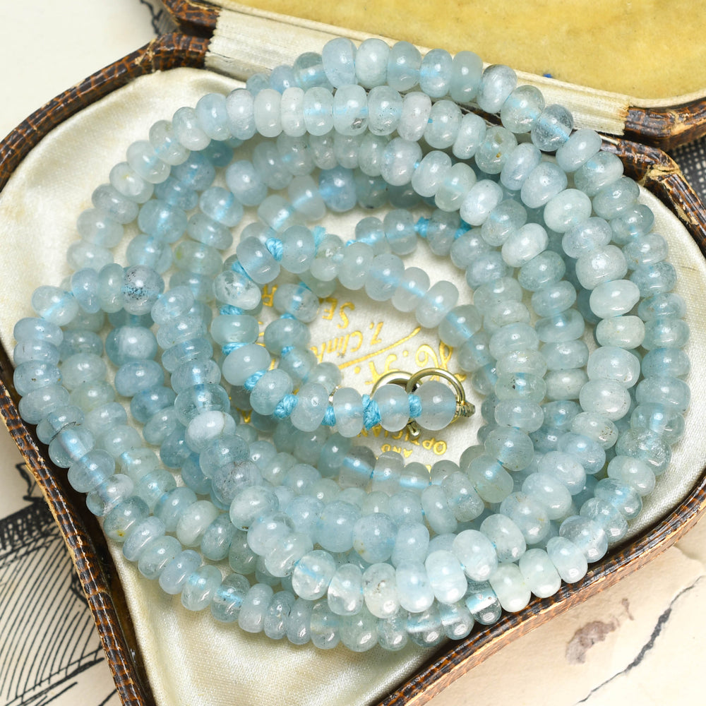 1920's Aquamarine Bead Necklace