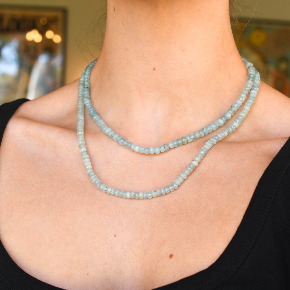 1920's Aquamarine Bead Necklace