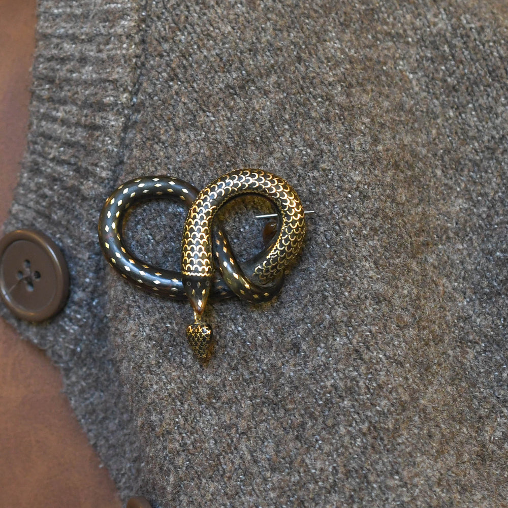 Victorian Pique Love Knot Snake Brooch