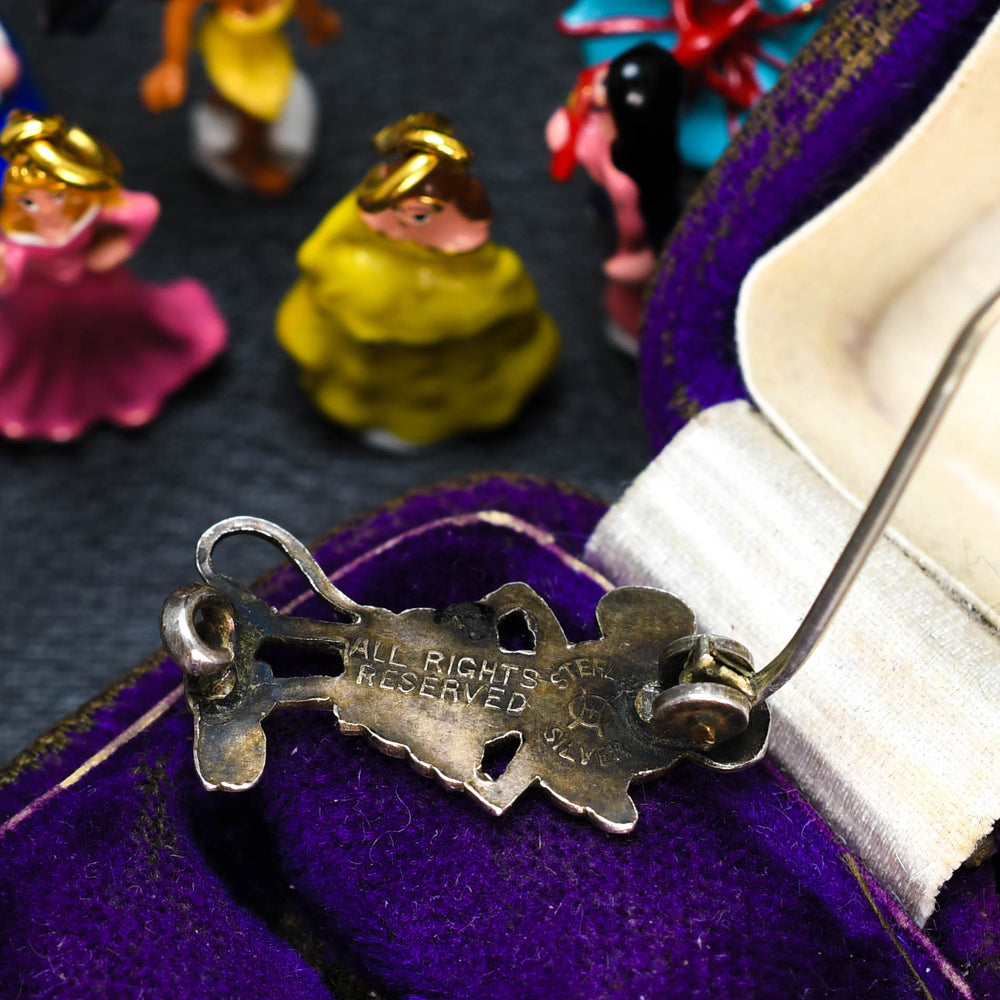 1930's Enamel Silver Mickey Mouse Brooch by Charles Horner