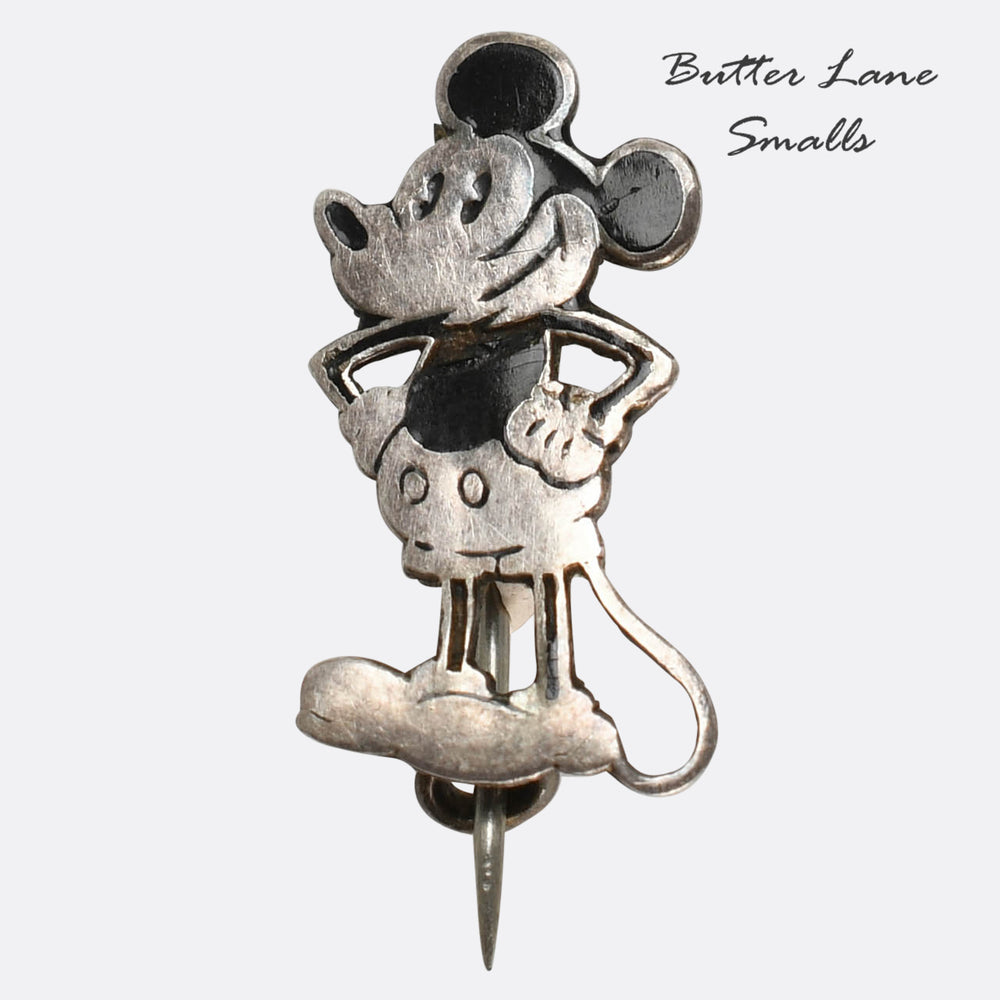 1930's Enamel Silver Mickey Mouse Brooch by Charles Horner