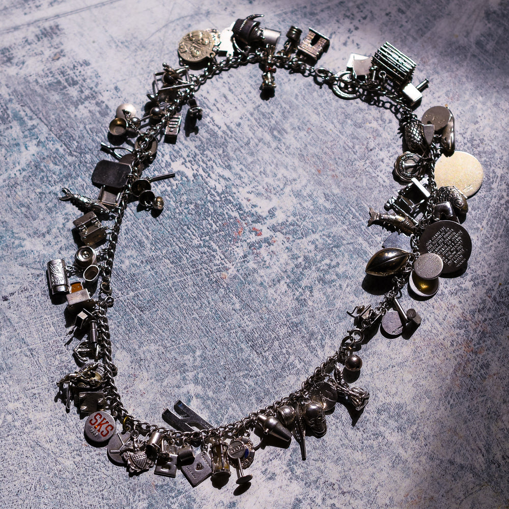 Vintage Fully Loaded Silver Charm Necklace