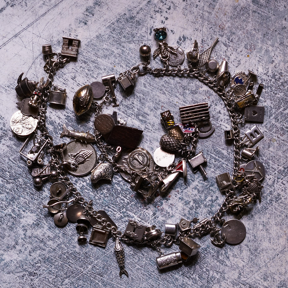 Vintage Fully Loaded Silver Charm Necklace