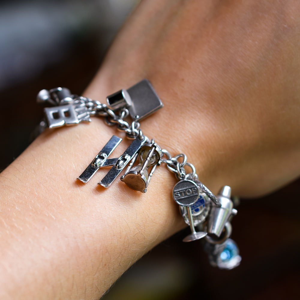 Vintage Fully Loaded Silver Charm Necklace