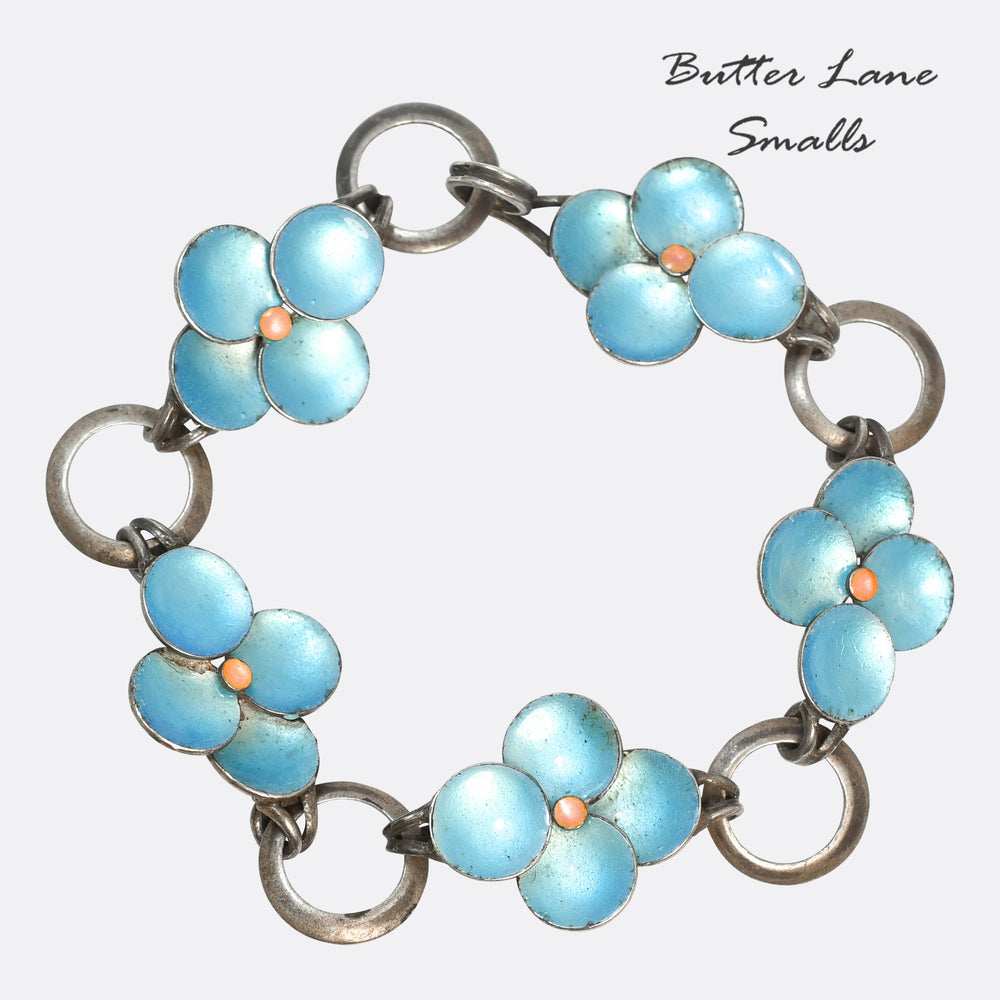 1930's Enamel Flower Bracelet by Bernard Instone
