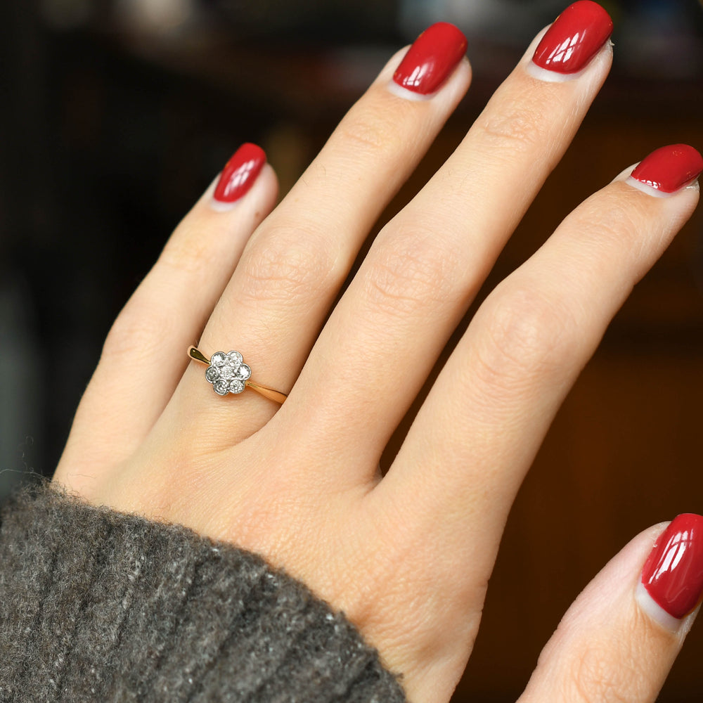 Edwardian Diamond Daisy Ring