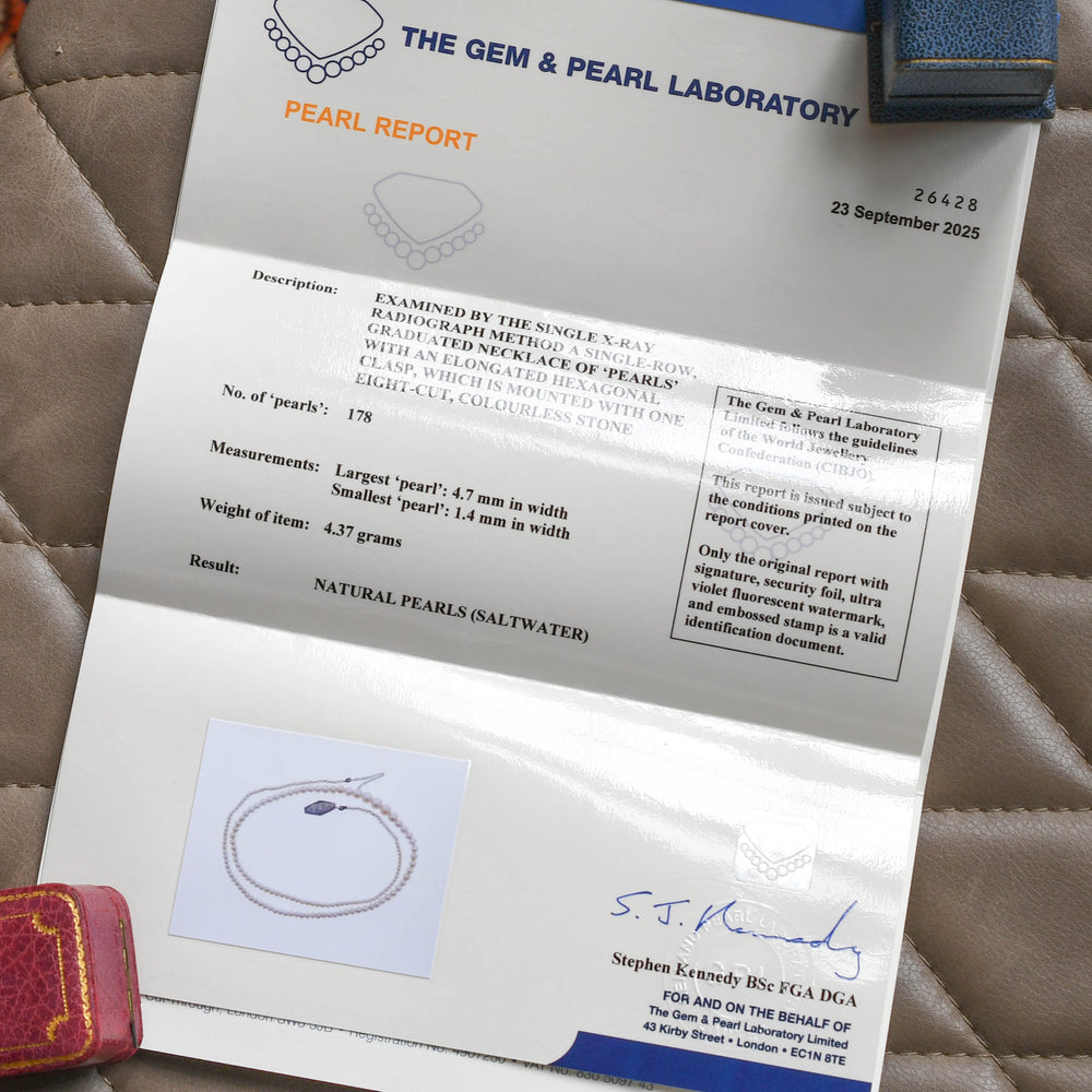 Antique Natural Pearl Necklace with Diamond Clasp