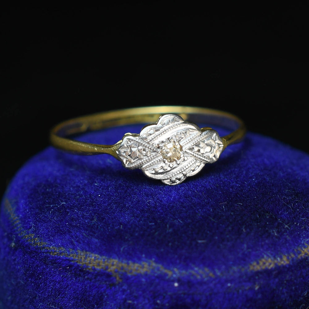 Art Deco Diamond Millegrain Cluster Ring
