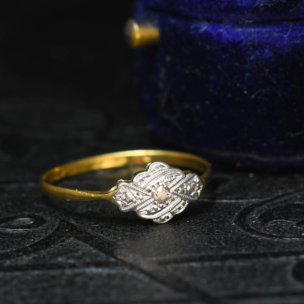 Art Deco Diamond Millegrain Cluster Ring