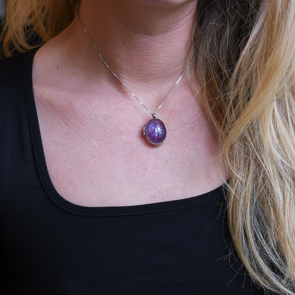 Victorian Rutilated Amethyst Silver Locket